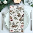 thumbnail image 5 of Hello Winter Green Kitchen Dish Towels Set of 2, Let It Snow Pine Cone Pine Needle Red Berry Drying Towels Baking Cooking Cloth, Christmas Farmhouse Plaid Check Home Kitchen Decoration 18 x 26, 5 of 6