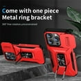 thumbnail image 2 of ELEHOLD for iPhone 14 Heavy Duty Case Shockproof Anti-Scratch with Built-in Magnetic Rotation Ring Holder Stand Case,Rugged Non-Slip Slide Lens Protector Hard Case Cover, red, 2 of 8