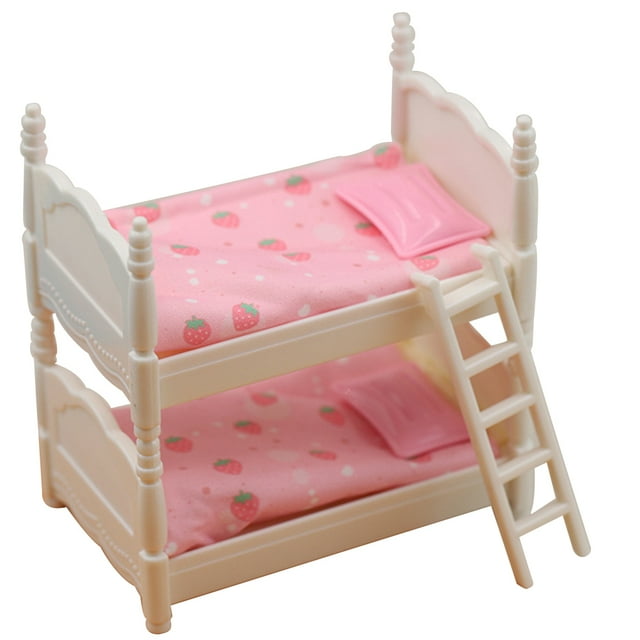1 juego de mini literas modelas de la casa de muñecas decoración de la cama de la cama miniatura adorno para la casa de muñecas