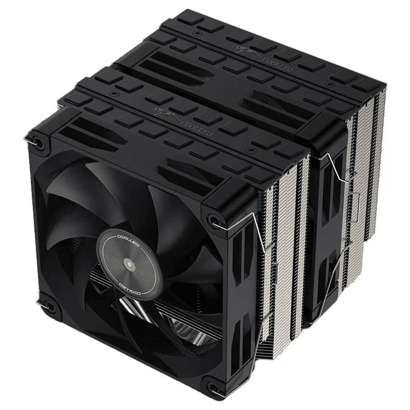Coolleo  P60t Performance Edition CPU Air Cooler Dual-Tower 275w TDP 6 Copper Heatpipes FDB PWM Fan for  Inter:115X/1200/17XX/1851
