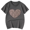 thumbnail image 4 of XAOFW Girl's T-Shirts Short Sleeve Crewneck Leopard Heart Printed Kids Fashionable T Shirts Leisure Wear Comfort Fit Tee Shirts Outdoor Activities Cozy Breathable Children Top, 4 of 4