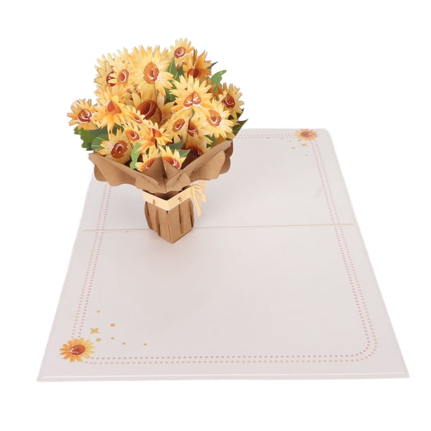 Tarjeta de felicitación de girasol 3D plegable, tarjeta de felicitación de flores repetidamente exquisita para el día de San Valentín