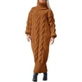 thumbnail image 1 of xiaxaixu Robe Longue d'Hiver en Tricot pour Femmes Couleur Unie Manches Longues Col Montant Robe Chandail Ample, 1 of 3