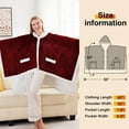 thumbnail image 6 of PMONPA Wearable Heated Throw Blanket for Adult, Electric Heated Wrap Poncho Shawl with Pockets, 6 Heating Levels & 2 to 10 Hours Time Settings, 51" x 61", Burgundy, 6 of 7