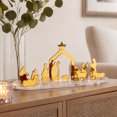 thumbnail image 4 of Lilixerw Gold Nativity Scene Figurine, Acrylic Mirror Tabletop Manger Decor with Angel Shepherds on Clear Base for Christmas Home Decorations, 4 of 7