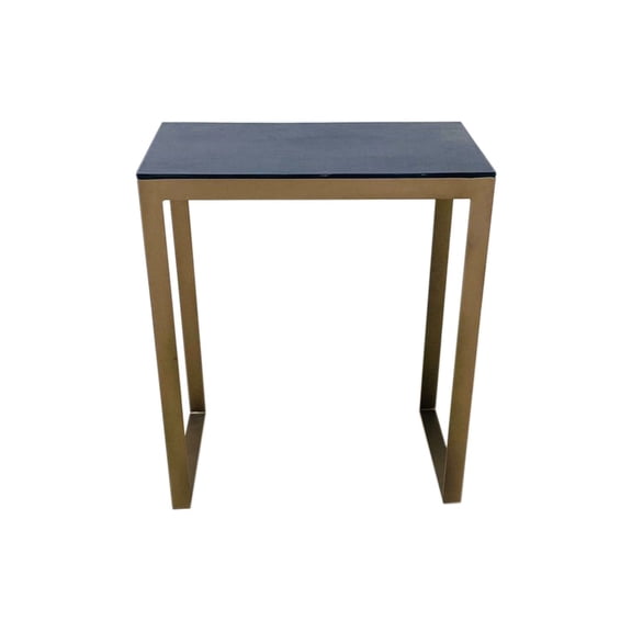 BIDK Home Rectangular Aluminum Side Table - 22" - Black and Brass Tone