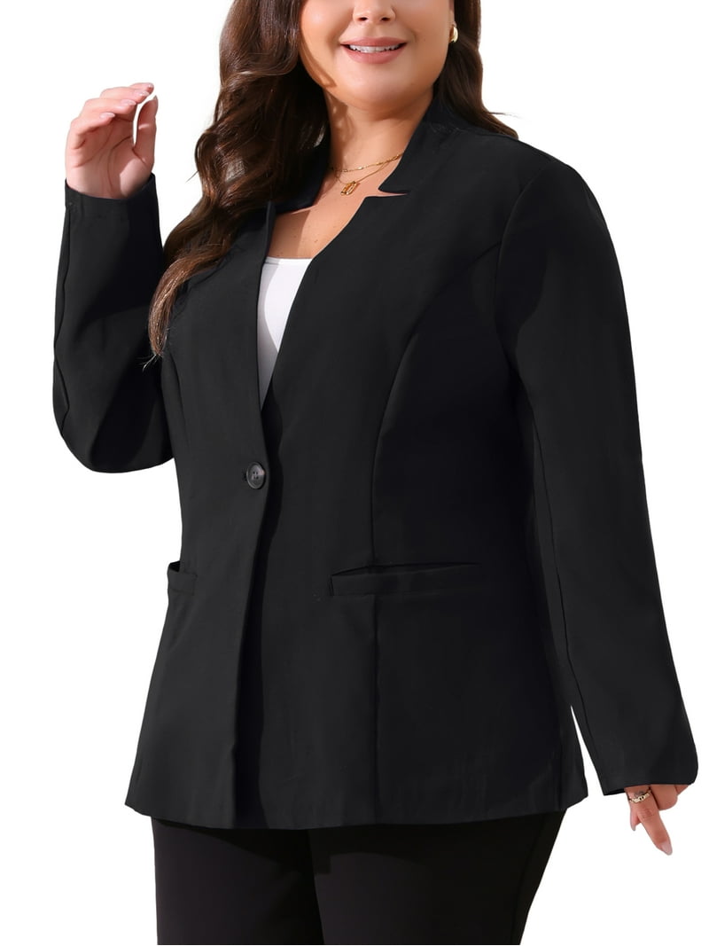 Agnes Orinda Women's Plus Size Suit Blazer Wear-to-Work