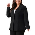 thumbnail image 4 of Agnes Orinda Women's Plus Size Suit Blazer Wear-to-Work Button Long Sleeve Blazers Jackets 1X Black, 4 of 7