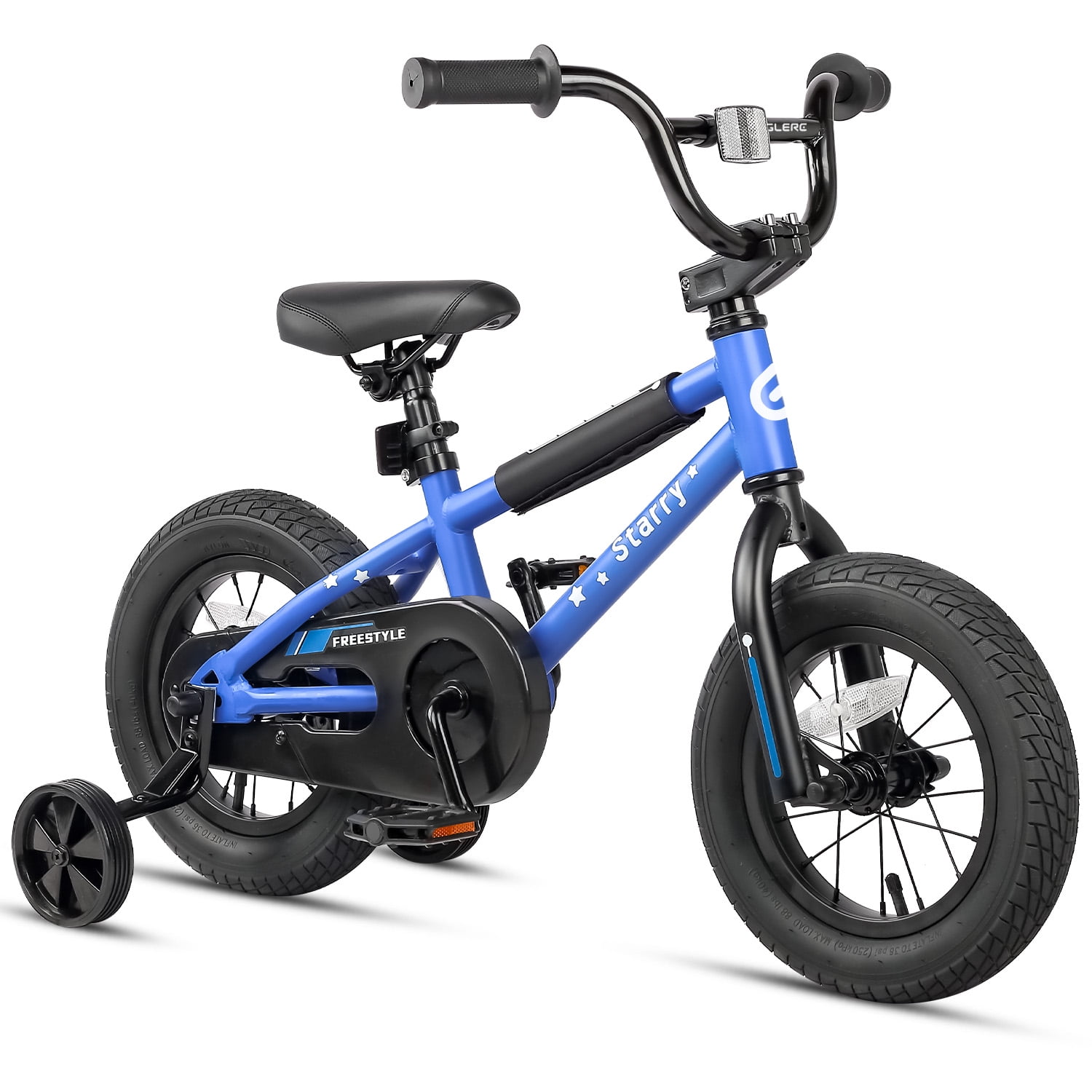 Glerc 12-Inch BMX Kids Bike with Training Wheels, Blue photo 1