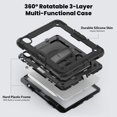 thumbnail image 2 of Case for iPad Air 11 Inch M3 2025/M2 2024 (7th/6th Gen) with Screen Protector, 360 Degree Rotating Kickstand Hand Strap Heavy Duty Shockproof Cover with Shoulder Strap, Black, 2 of 7