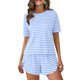 thumbnail image 1 of Conjunto de 2 Piezas para las Mujeres Verano Más Tamaño Rayas Pijamas Manga Corta Pantalones Cortos Lado Dividido Ropa de Dormir Trajes, 1 of 9