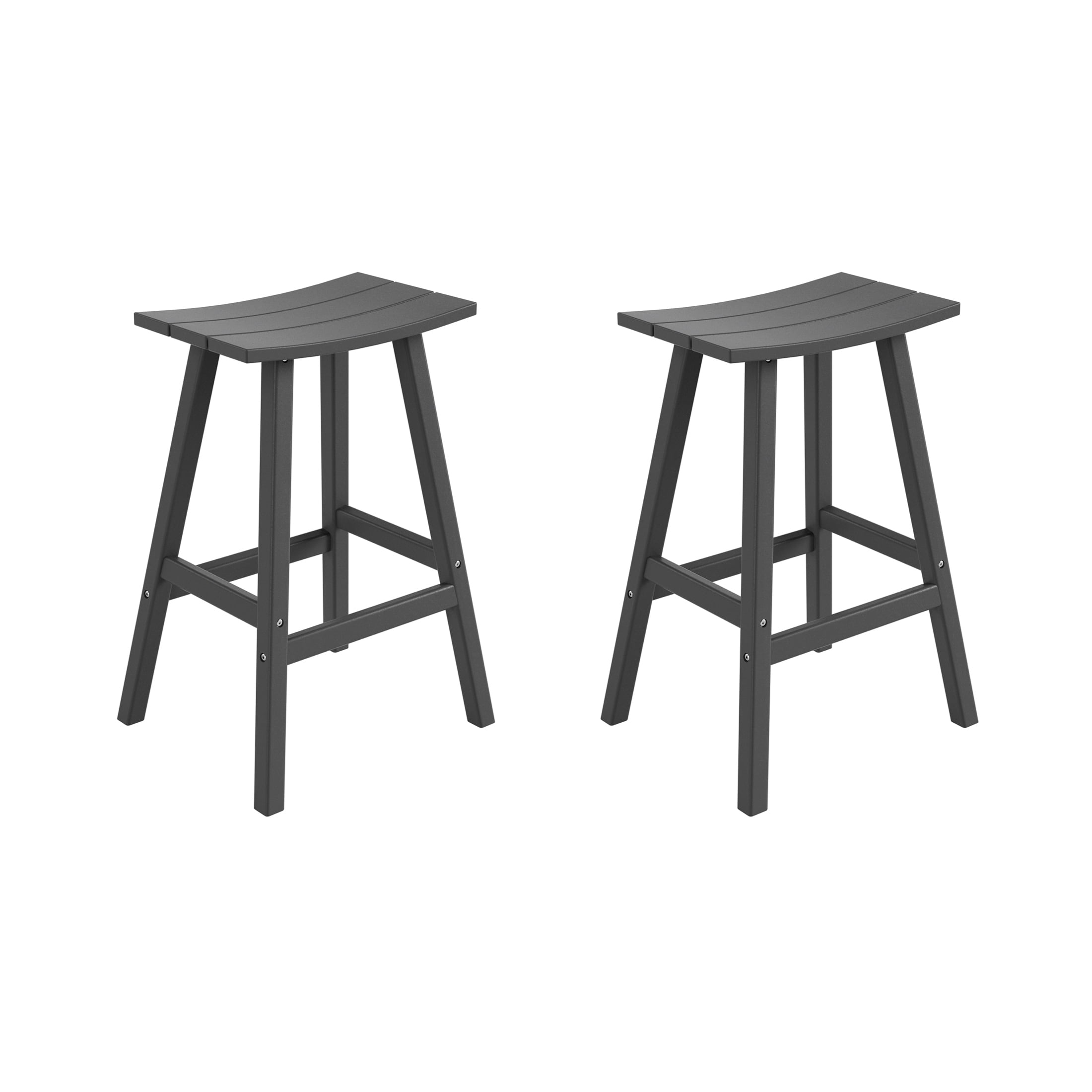 GARDEN 29" Inches Adirondack Plastic Outdoor Bar Stools (Set of 2), Gray