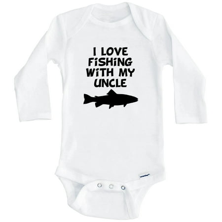 

I Love Fishing With My Uncle One Piece Baby Bodysuit (Long Sleeve) 0-3 Months White