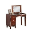 thumbnail image 3 of Sosi 47 Inch Vanity Desk Set with Stool, 3 Mirror Inlaid Drawers, Brown, 3 of 6