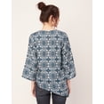 thumbnail image 3 of Moomaya Printed Asymmetric Tops For Women, Poly Rayon Long Sleeve Tunic Top, 3 of 8