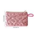 thumbnail image 3 of Quilted Heart Cosmetic Storage Pouch Portable Organizer, Lightweight Zipper Bag For Earphones Coins Makeup And Small Essentials, Compact Travel Accessory Storage Solution, 3 of 6