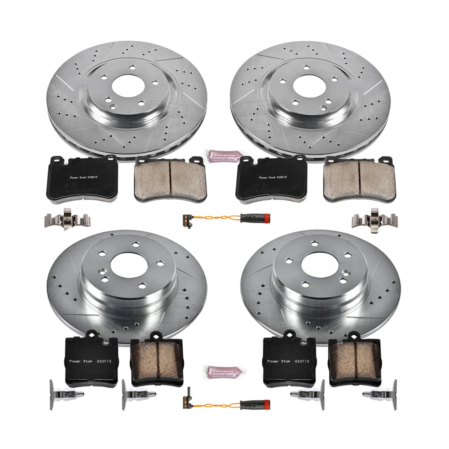 PowerStop Front and Rear Z23 Evolution Sport Carbon-Fiber Ceramic Brake Pad and Drilled & Slotted Rotor Kit Fits: MERCEDES-BENZ Select Models K6714