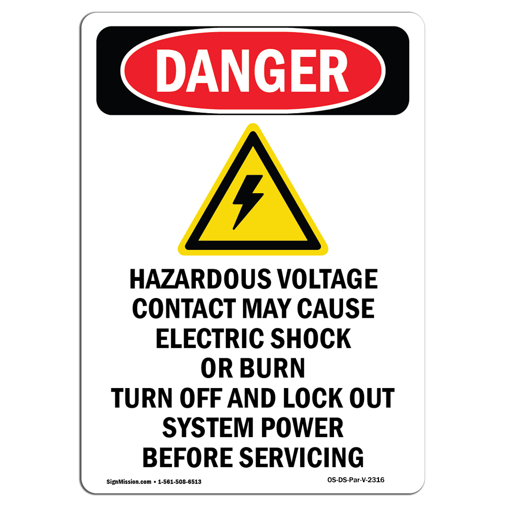 OSHA Danger Sign Hazardous Voltage 18" X 12" Decal Protect Your