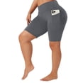 thumbnail image 2 of Domuza Women's Biker Shorts with Pockets Plus Size High Waist Workout Yoga Spandex Athletic Bicycle Leggings Shorts for Running Dark Gray 2XL, 2 of 4