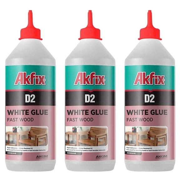 Akfix D2 PVA Glue Super Frame Work, White PVA Adhesive, 17.6 fl oz - 3 Pack