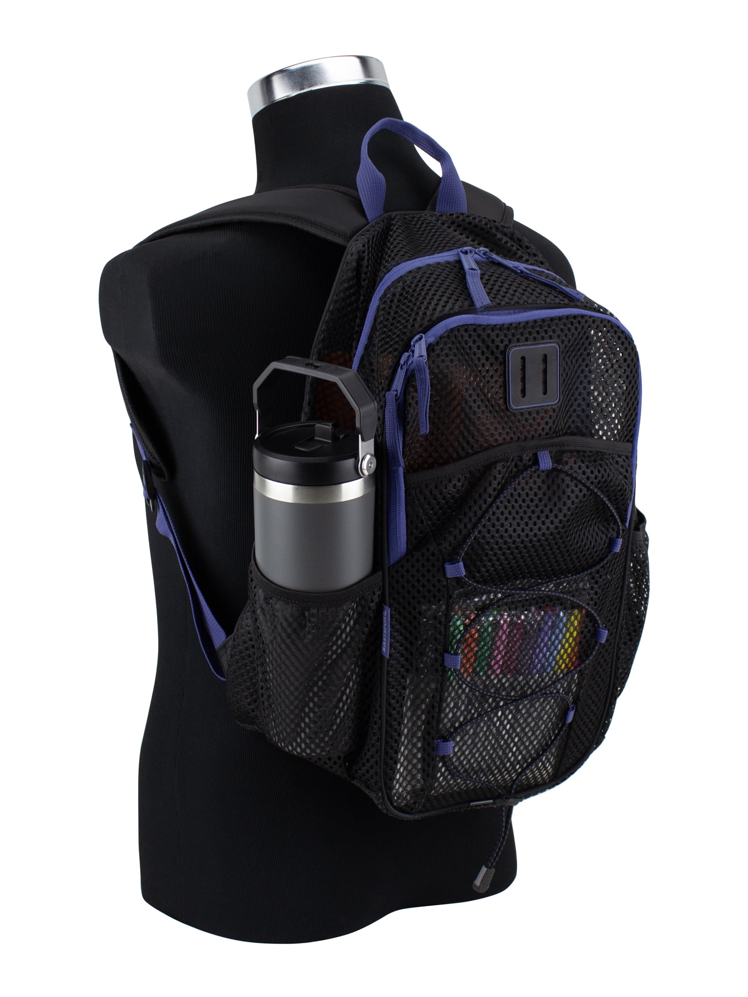 Eastsport Unisex Magna Pro Mesh 17" Backpack, Black/Skipper Blue