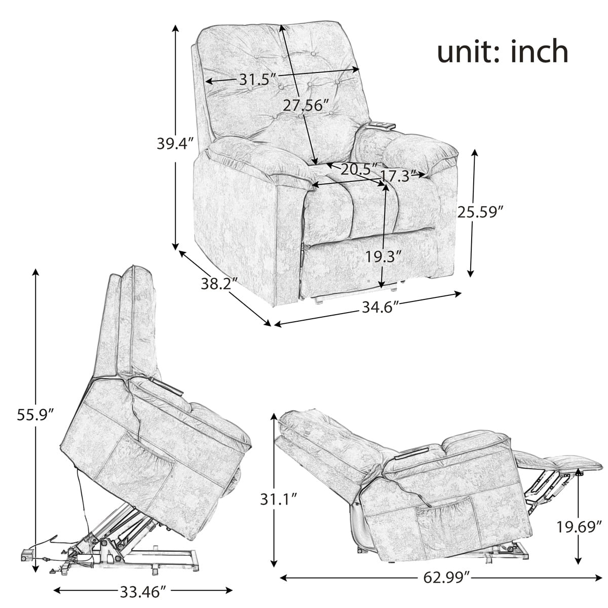 Kepooman Power Lift Recliner Chair, Fabric Upholstery Sofa Recliner, Electric Recliner Chair for Living Room Lounge, Red Kepooman Power Lift Recliner Chair, Fabric Upholstery Sofa Recliner, Electric Recliner Chair for Living Room Lounge, Red