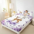 thumbnail image 4 of Manfei Cartoon Deer 4pcs Bed Sheets for Girls, Purple Flower King Sheets, Flying Butterfly Sheet Set, Breathable Children Bedroom Decor, 4 of 7