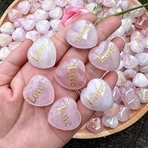 5pcs Natural Rose Quartz Healing Stones Heart Love Stones Pocket Palm Stones for Reiki Ealancing Word Love 25x25x10mm