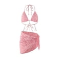 thumbnail image 1 of Bikini de triángulo femenino con cadena con encubrimiento de envoltura con estilo ajustable de cintura media para salones de viaje de piscina de, 1 of 8