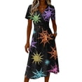 thumbnail image 4 of Women's Halloween Dress 2026 V-Neck Short Sleeve Wrap Midi Dress Spooky Halloween Print Halloween Cosplay Costumes, 4 of 5