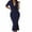 Blue, variant on Elainilye Fashion Bodycon Dresses for Women Solid Color Wrap Buttocks Flounce Short Sleeve V-Neck Mid-Calf Dress,Black