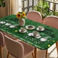 thumbnail image 3 of St Patricks Day Table Cloths for 3 Foot Rectangle Tables, Gnomes Green Shamrock Spring Gold Coin Striped Patio Waterproof Elastic Fitted Tablecloths, Washable Rectangular Table Cover for Camping, 3 of 8