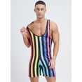 thumbnail image 3 of YIZYIF Mens One Piece Swimsuit Stripes Print Water Sports Speed Dry Surfing Bodysuit Rainbow 3XL, 3 of 7