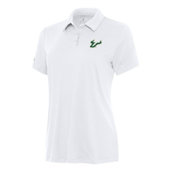Women's Antigua White South Florida Bulls Reprocess Polo