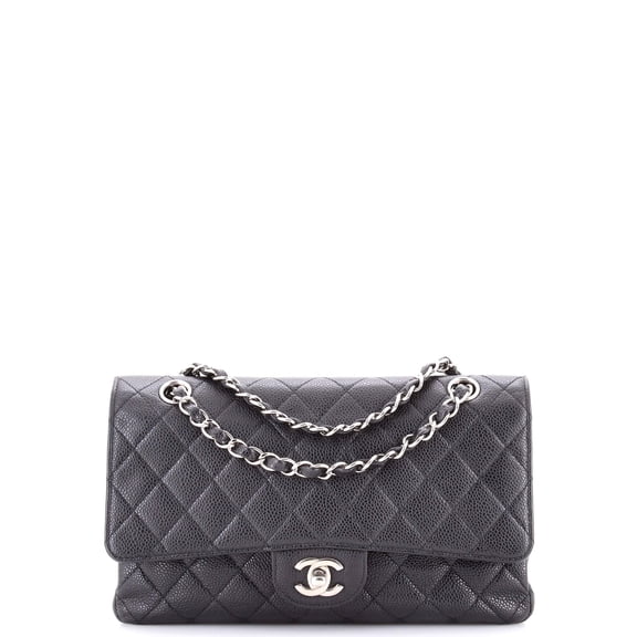 Pre-Owned Vintage Classic Double Flap Bag Quilted Caviar Medium By Rebag