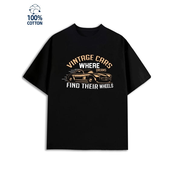Vintage Cars Tee for men garage 180G 100% Cotton black graphic casual Basic Unisex Shirt Graphic Tee tshirts Casual Unisex Shirt Graphic Tee tshirts Basic Unisex Shirt Cotton tshirts