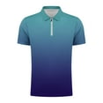 thumbnail image 3 of WREESH Men's Gradient Zippered T-Shirt Casual Printed Short Sleeve Henley with Turn Down Collar a Modern Top with Zipper Detail and Gradient Style Light Blue, 3 of 5