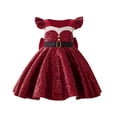 thumbnail image 1 of 2025 Girl's Christmas Princess Dress Sequined Sleeveless Pleated Skirt Flutter Sleeves Dress Red, 1 of 3