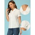 thumbnail image 2 of Camisa de manga corta con botones Allegra K para mujer con cuello de muñeca blanco S, 2 of 4