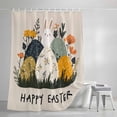 thumbnail image 4 of Easter Eggs Shower Curtain Set, Waterproof Shower Curtains for Bathroom, Rabbit Spring Botanical Wildflowers Bunny Beige Washable Fabric Bath Curtain for Bathtub Decoration with Hooks 66x72 Inches, 4 of 9