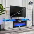 thumbnail image 4 of VANACC 2-tier Fireplace TV Stand, 70in High Gloss Entertainment Center for TVs up to 80in, White, 4 of 8
