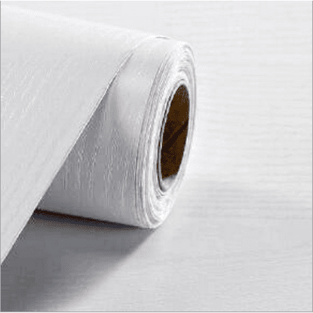 Faux Wall Covering Extra Thick Faux White Textured Wood Grain Self Adhesive Wallpaper Wall Decor, 23.6