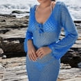 thumbnail image 6 of Women's Beach Cover Up Skirt Hollowed Out Knitted Bikini Swimsuit Sun Dress for Beach Resort Summer,Dark Blue,L, 6 of 7