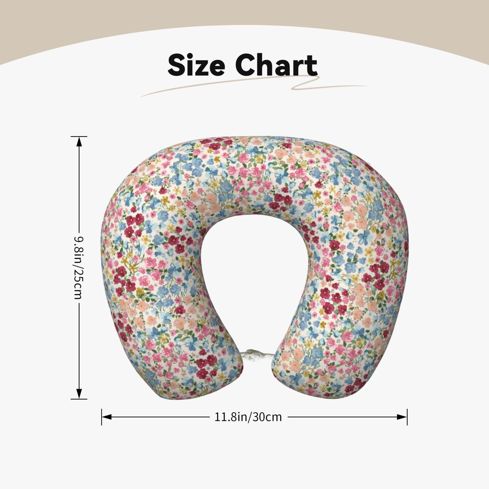 Xecao Trendy Floral Design Print Memory Foam Cervical Neck Pillow Versatile U-Shaped Pillows for Home,Office,Camping,Travelling,Soft Washable Cover