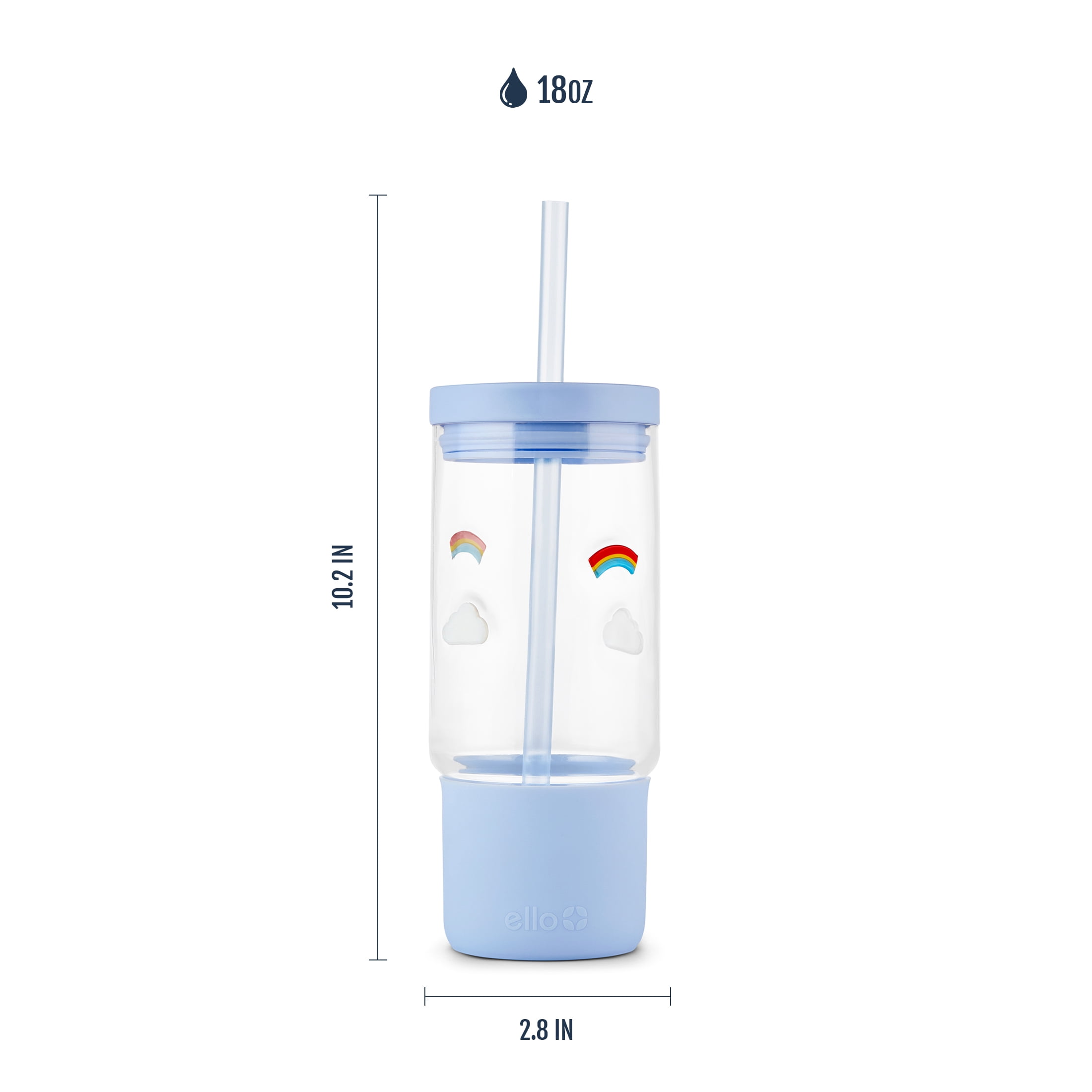 Ello Charmed 18oz Glass Tumbler with Lid and Straw