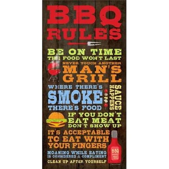Bbq Rules Poster Print by Stephanie Marrott - 10 x 20 - Small
