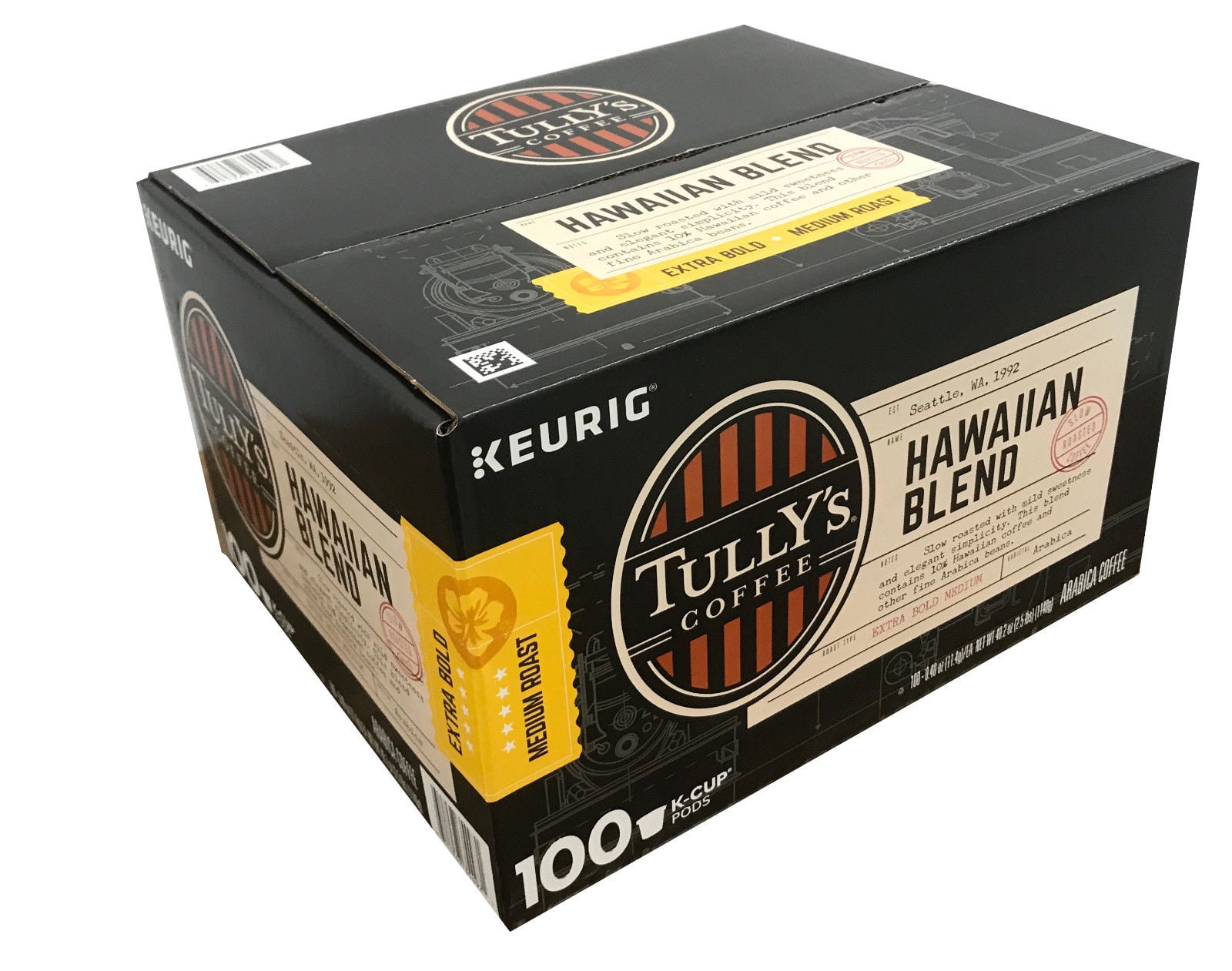 Tully's French Roast Extra Bold Coffee, Dark, Keurig K-Cup Pods, 100 Count
