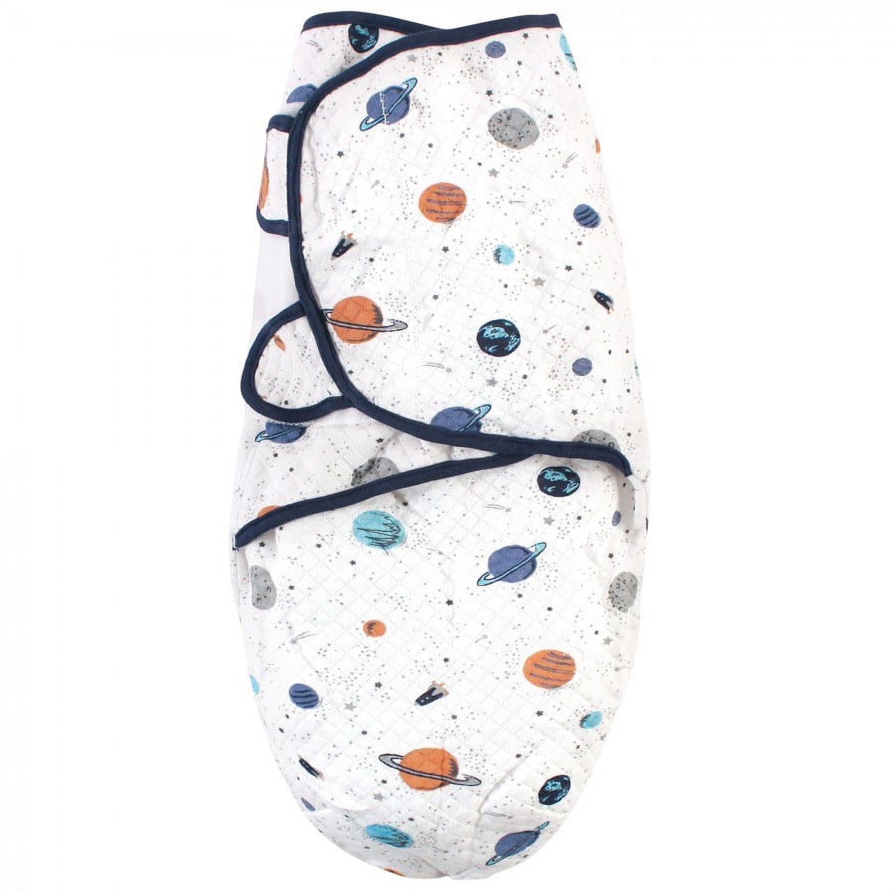 Hudson Baby Infant Boy Quilted Cotton Swaddle Wrap 3pk, Space, 0-3 Months