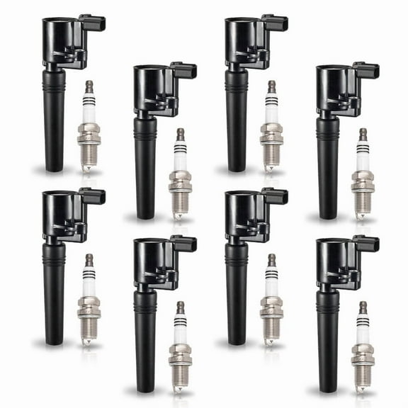 Set of 8 ISA Ignition Coils and 8 Spark Plugs Compatible with Ford Thunderbird 2002-2005 3.9L V8 Replacement for FD506
