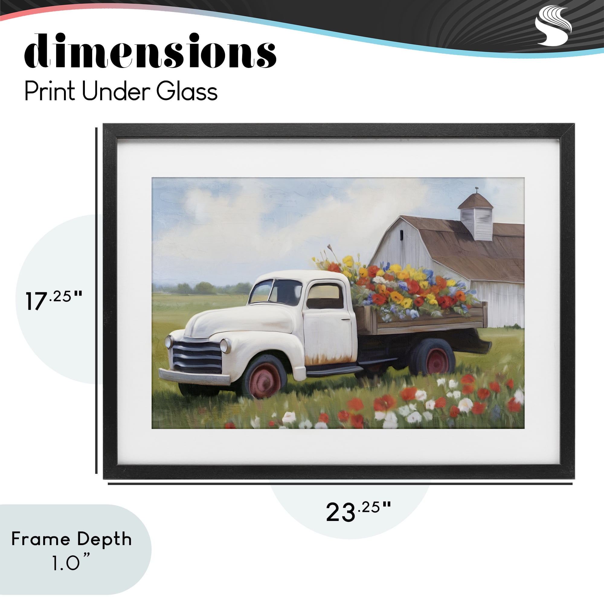 Stupell Industries White Delivery Floral Truck Black Framed Print Under Glass, design by Kim Allen